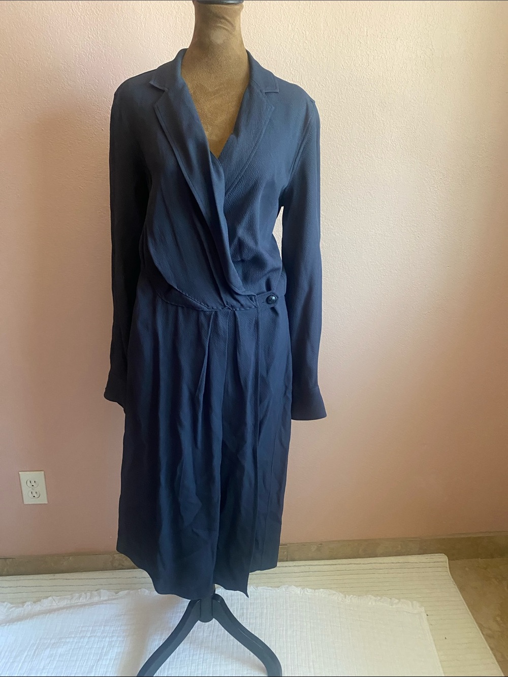 RAG BONE Women's Black 100% Viscose Long Sleeve Wrap Dress - Picture 2 of 15